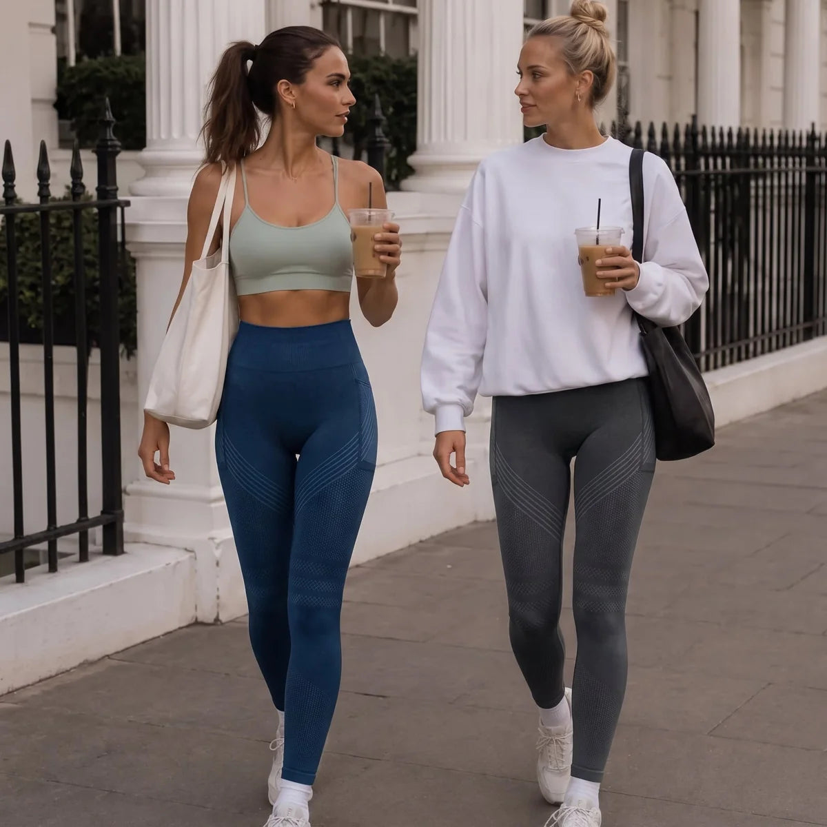 Deux femmes en leggings Nosenia dans la rue